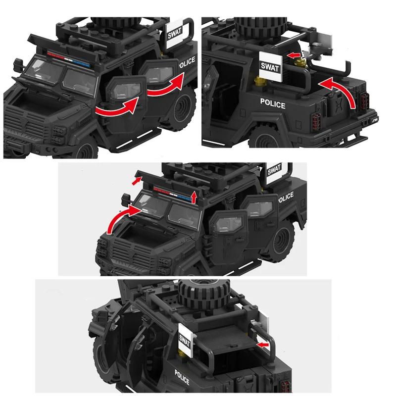 Special Police Explosive Brontosaurus Armored Vehicle Military Police Assembly Model Building Blocks Off-road Car Toy Car Boy