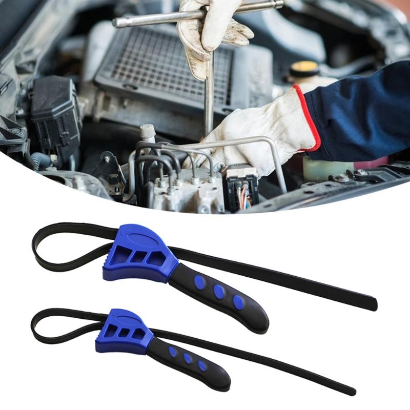 2Pcs/set Rubber Strap Wrench 210mm 160mm Strap Pipe Wrench Adjustable Heavy Oil Filter Spanner Strap Wrench Tool