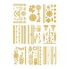 9 Blatt Premium Goldfolie Temporäre Tattoos für Partys und Events mit metallischen Designs und einfacher Anwendung