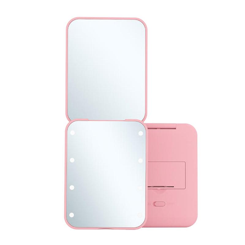 Mini Compact Led Makeup Mirror With Light 2X Magnifying Small Pocket Portable Travel Pink Black Foldable Cosmetic Vanity Mirrors
