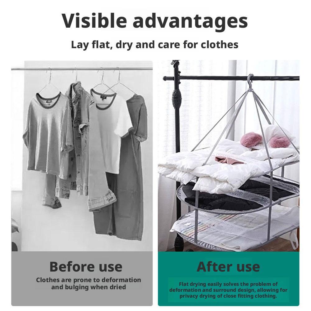 1/2/3 Layers Drying Net Drying Basket For Household Folding Clothing Net Sweater Top Anti Deformation Drying Racks