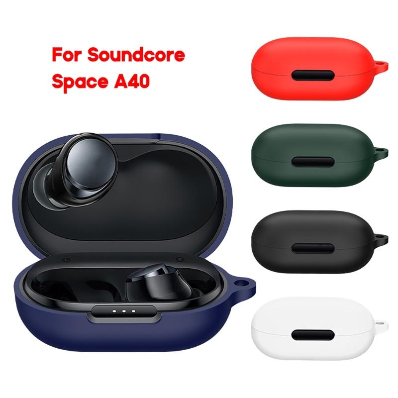Soft Silicone Case Covers for Space A40 Earphone Protective Case Skin Holder High-Elastic Cover with Carabiner