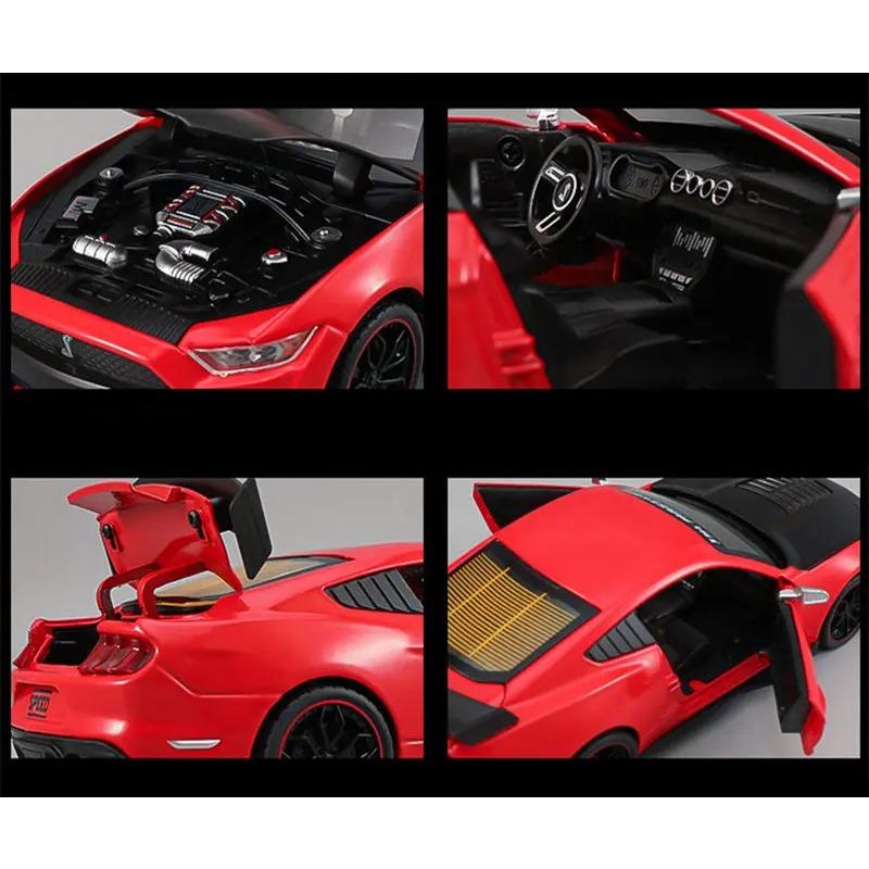1/24 Mustang GT Viper Shelby GT500 Alloy Sports Car Model Diecasts Metal Racing Car Vehicles Model Sound and Light Kids Toy Gift