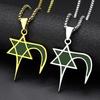 Groene Marokkaanse Ster Maan Hanger Roestvrij Staal Hanger Ketting voor Vrouwen Mannen Gouden Kleur Islamitische Hexagram Ketting Sieraden