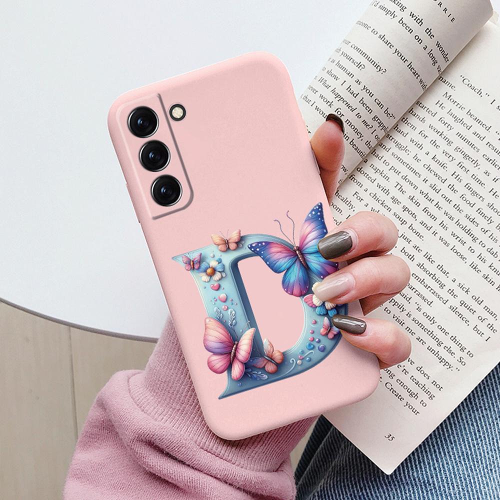 Phone Case Women For Samsung Galaxy S21 FE S22 Plus Girls Bumper Cover Colorful Letter Flower Butterfly Love samsang s22 Ultra