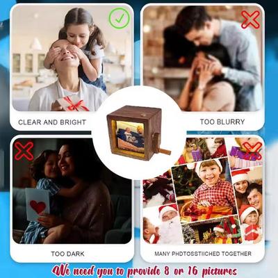 Luminous Hand Crank Photo Flip Book Frame 8/16 Photos Hand Motion Page-Turning Photo Machine Decorative Easy To Install