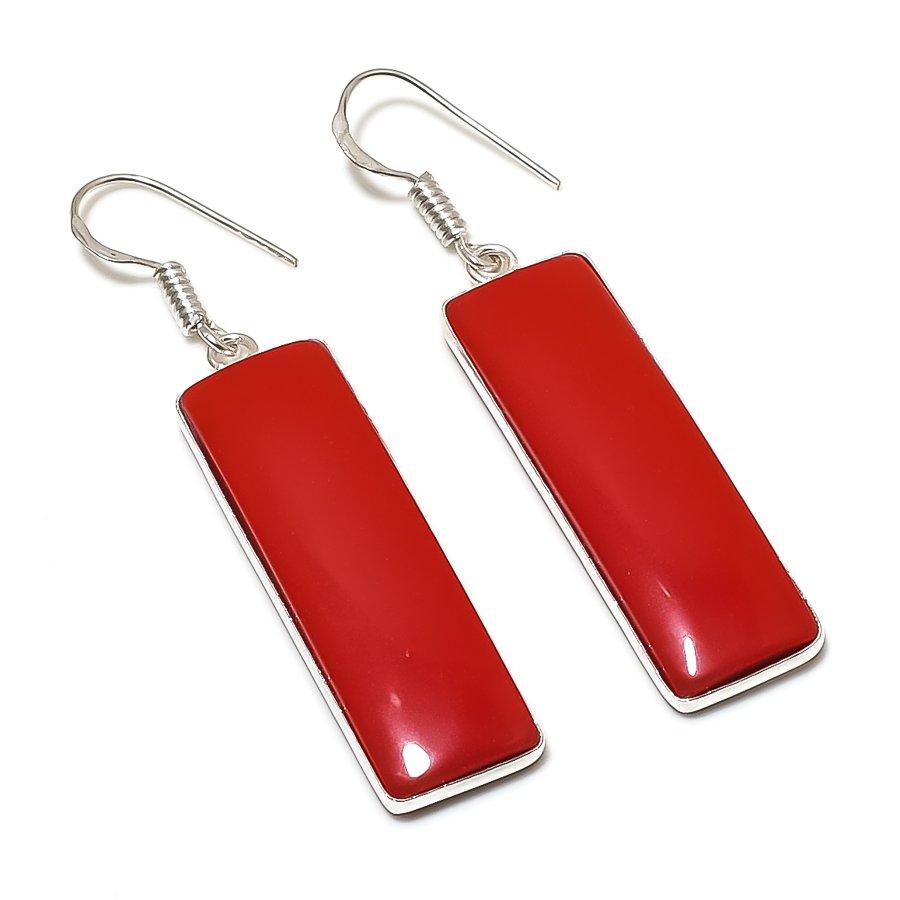 

Серьги из натурального итальянского красного коралла из стерлингового серебра 925 пробы 2,25 дюйма p2B22