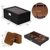 Baskiss Luxury 2-Layer Wooden Watch Case, Jewelry Box, Holds 12 Watches, Perfect for Watches, Rings, and More