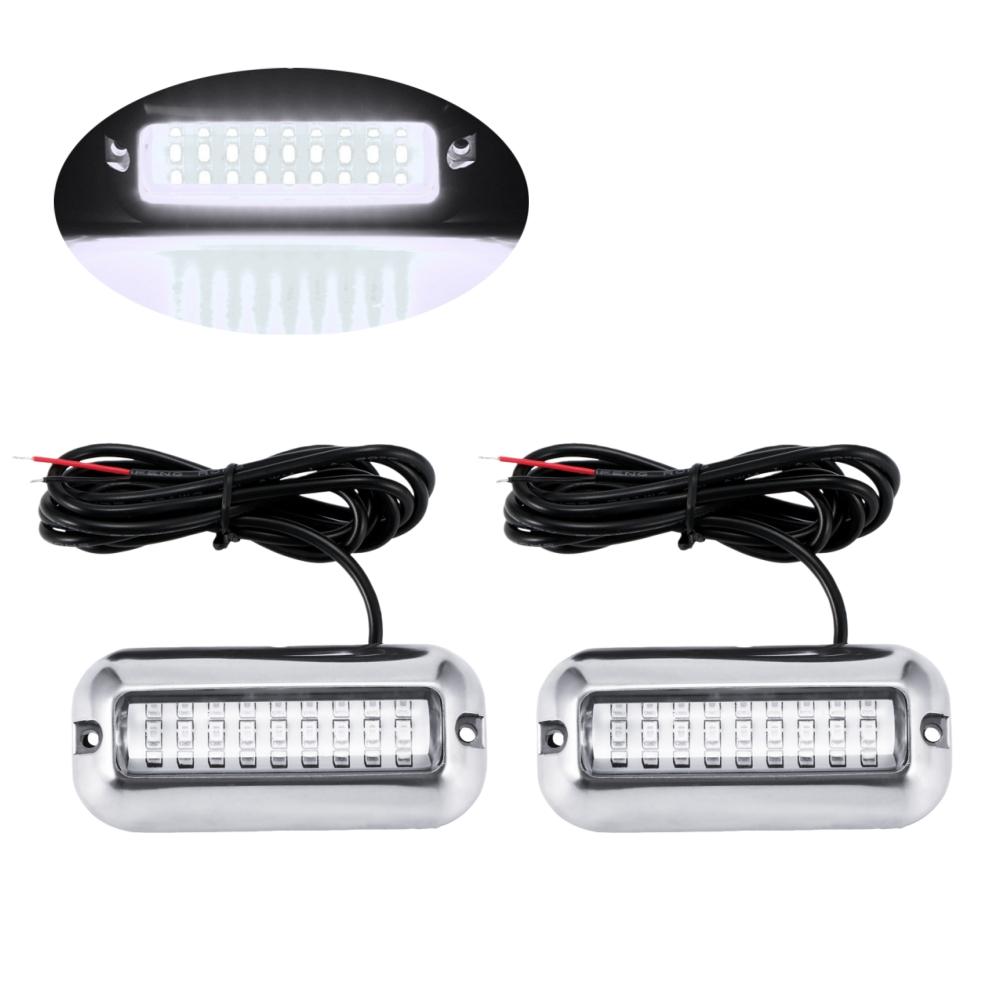 2PCS 27LED Blue/White/Red Stainless Waterproof  Lights Underwater Pontoon For Marine Boat Transom&Blue Light Sailing Lamp 50W