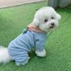 Warm Dog Striped Jumpsuit Fleece Puppy Hood Pajamas Puppy Homewear Dog Overalls  Winter Season