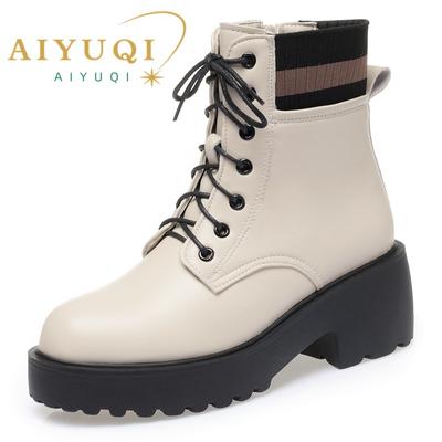 Fashion AIYUQI Women Winter Boots Large Size Fashion Wool Warm Genuine Leather Women Socks Boots Non-Slip Shoes Short Boots Women