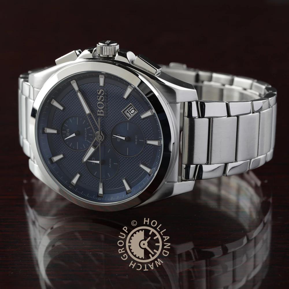 BOSS Großmeister Blau Silber Metallarmband Herren Quarz Uhr 1513884