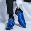Patent Leather Men Shoes Man Loafers Zip Slip On Business Casual Shoes Classic High Heels Dress Oxford Shoes Male Flats