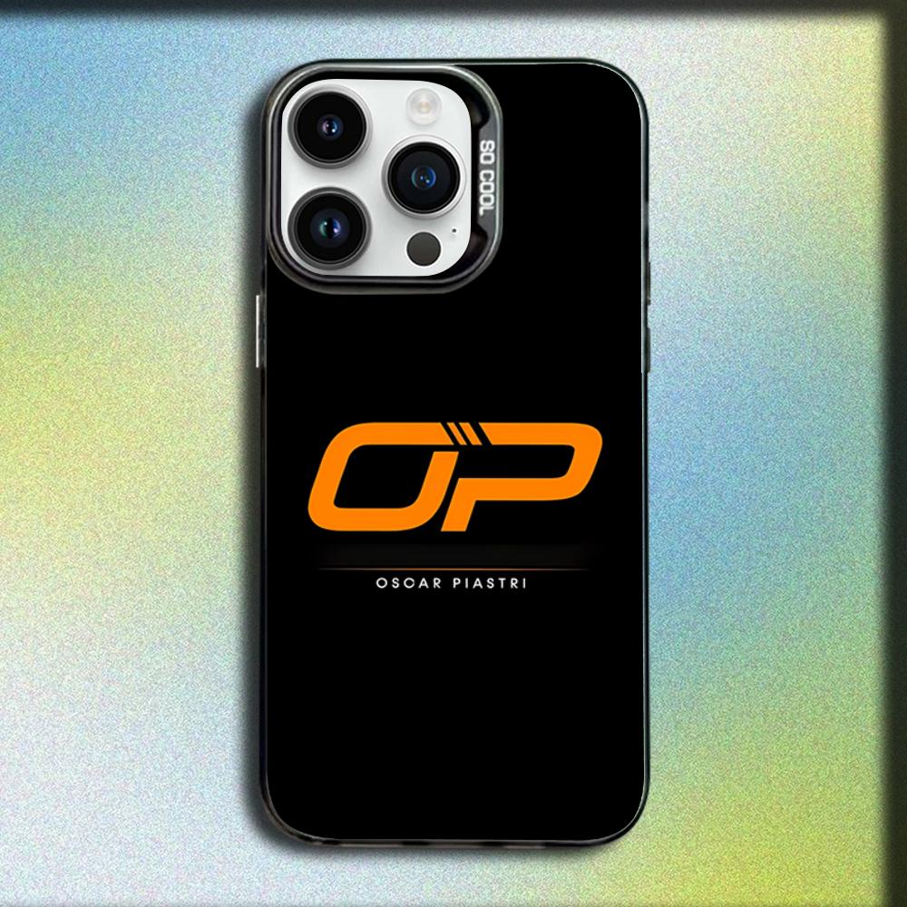 Custodia per telefono O-Oscar Piastri 81 per iPhone 16,15,14,13,12,11,Mini,Pro,SE,MAX Grigio Opaco Silicone Copertura Nera