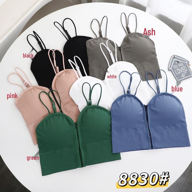 Trendy Zipper Back Tank Top with Chest Pads - Women's Bandeau Bra