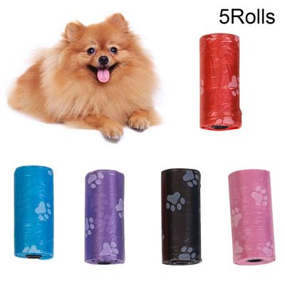5 Rollos Huella de Pata Caca de Perro Desperdicios de Gato Bolsas de Caca Limpieza Exterior Hogar Bolsa de Basura Limpia