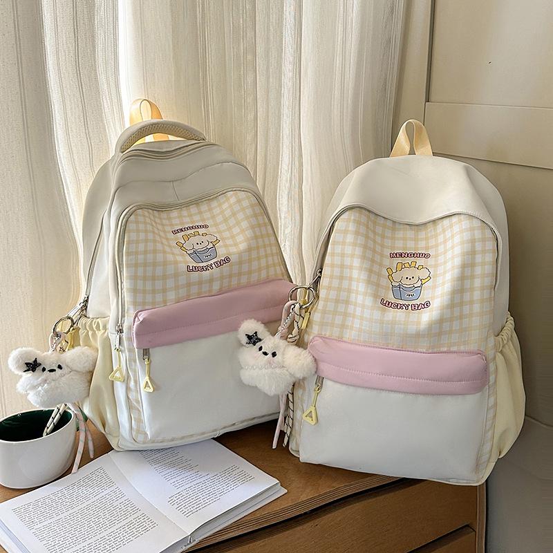 Schoolbag schoolbag junior high school student high school girl high value plaid Korean ins wind large capacity backpack female campus backpack
