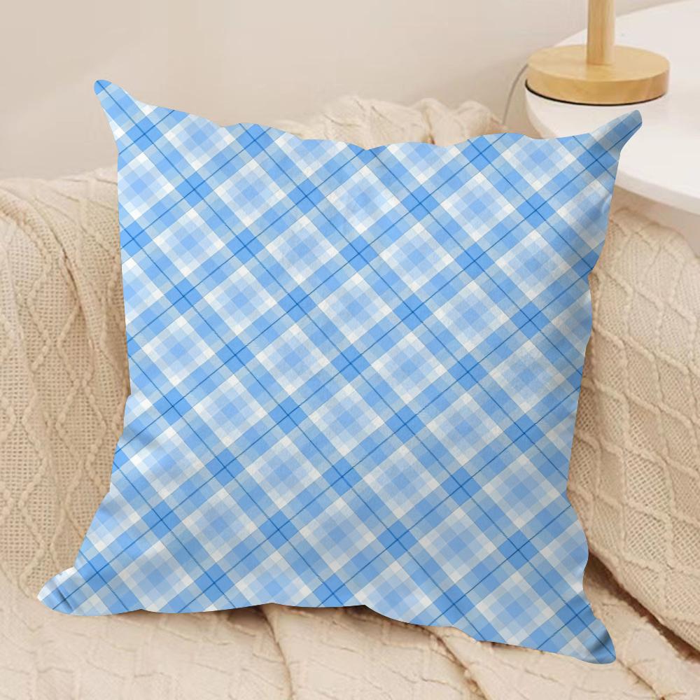 Blue diamond pattern Cushion Cover Soft Plush Fabric DoubleSided Printed Cushion Covers for All Seasons Modern HomeDecor Gift