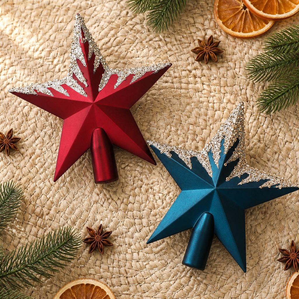 2027 New Colored Painting Christmas Tree Topper Star DIY Christmas Decorations, for Xmas Window Display, New Year's Party Decor