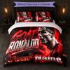 Cristiano Ronaldo Custom Name Text Bedding Set 1 Duvet Cover+2 Pillowcases Soccer Logo Personalized Gift For Special Occasion Bedroom Decor