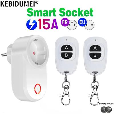 Prese Intelligenti Wireless 433MHz Controllo Remoto Spina EU FR Impermeabile Remota 15A 110V 220V Spina RF per Elettrodomestici Lampada ACCESO SPENTO