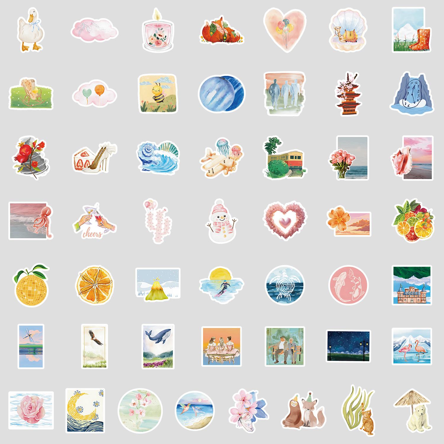 

50 Акварельных Эстетичных Граффити Наклеек Компьютер Чемодан Водонепроницаемые Декоративные Наклейки Креативные DIY Эстетичные Наклейки