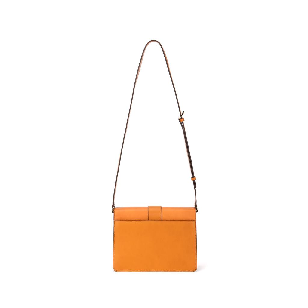 MCM Cognac Visetos & Leather Flap Crossbody Satchel Bag with Gold Hardware for Daily Use