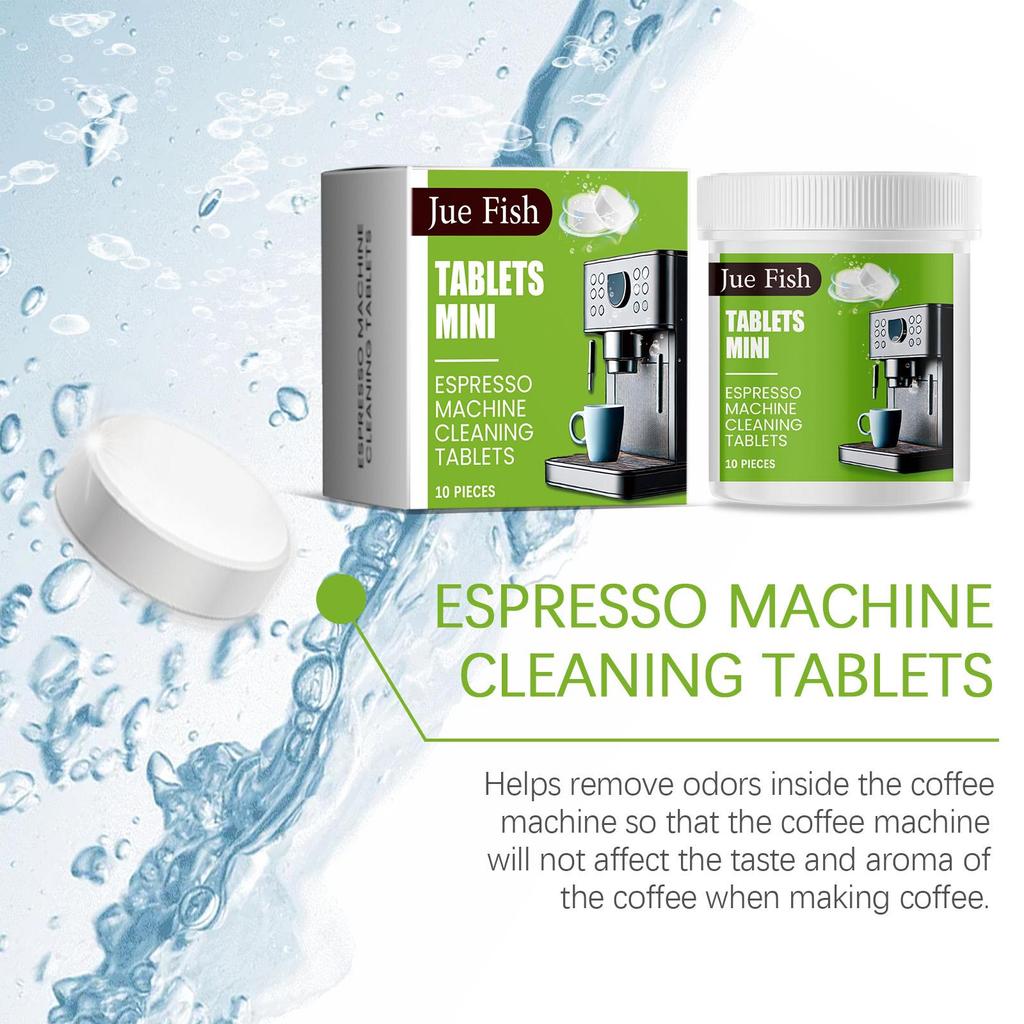 Jue-Fish Coffee Machine Cleaning Tablets Natural Citric Acid + Baking Soda for Quick Dissolution of Hard Scale 30 Tablets