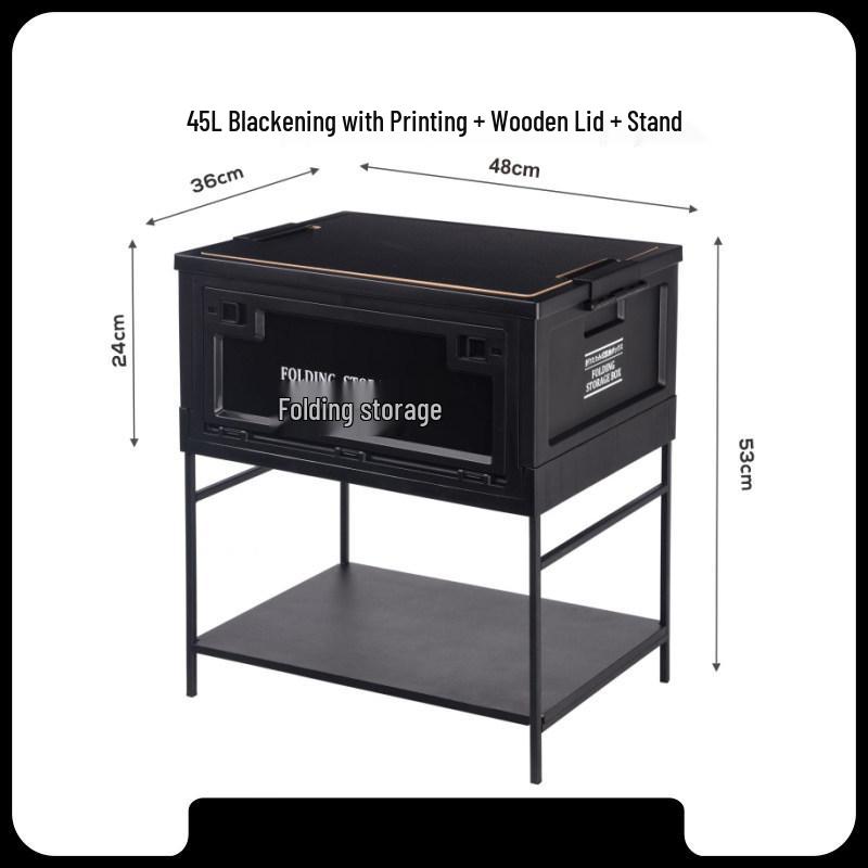 Black Outdoor Camping & Storage Folding Box - Industrial Style for Car Trunk