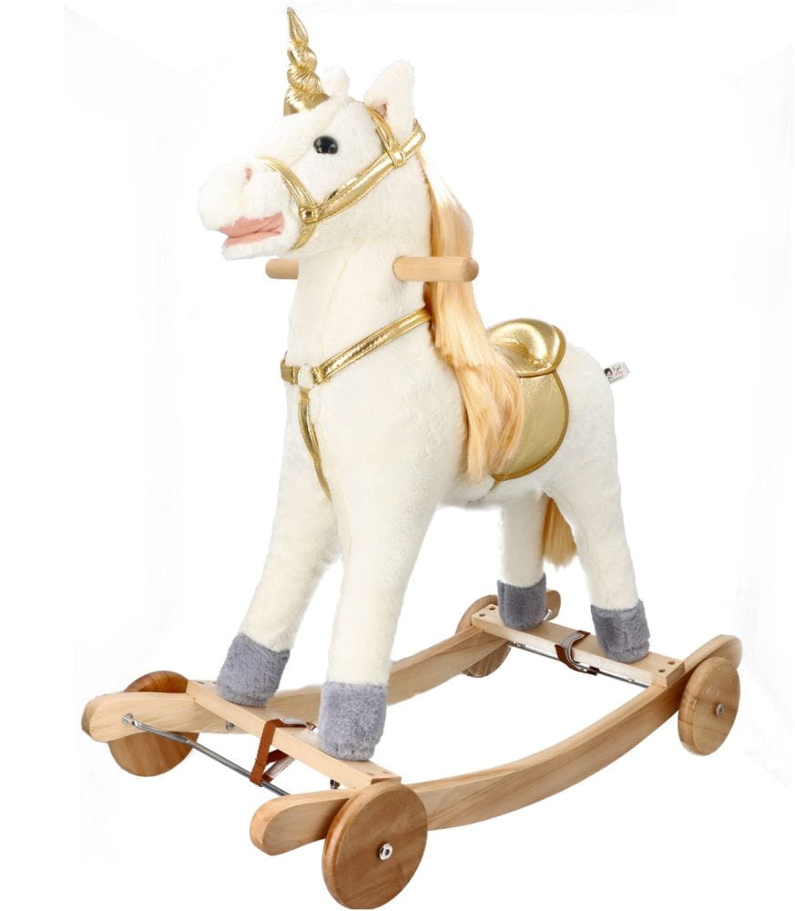 Adam Toys Golden Unicorn - Rocking Horse Ride-on 2-in-1