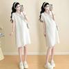 Korean Style 2026 Summer Maternity Dress—Sweet Loose Fit, Mid-Length Short Sleeve Design