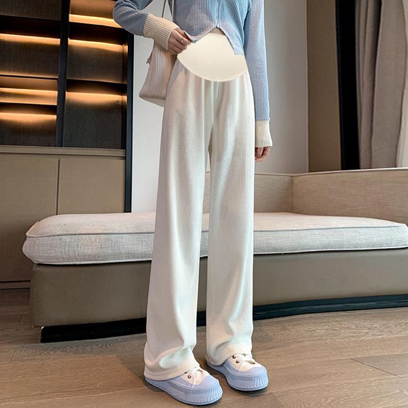Maternity pants wide-leg pants spring and autumn wear loose belly support pants pregnancy straight pants casual and thin maternity wear