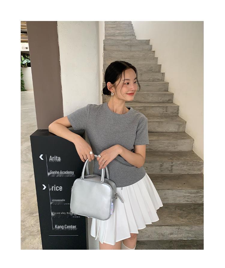 Interpret Beauty Summer 2025 Preppy Pleated A-line Midi Skirt with Drawstring Waist (S5108)