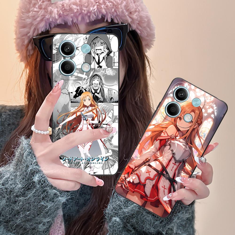 Sword Art Online Asuna Handyhülle für Xiaomi Redmi Note 14 13 12 11 10 9 S A Pro Plus Lite 5G Schwarze Abdeckung Handys Smartphone