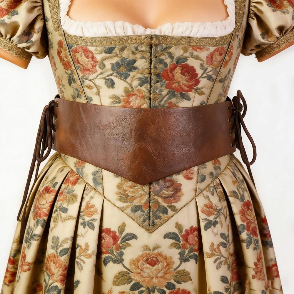 

New European Court Style Leather Corset Belt Adjustable Tying Rope Retro Waistband Waist Cover Dress Top Decorative коричневый