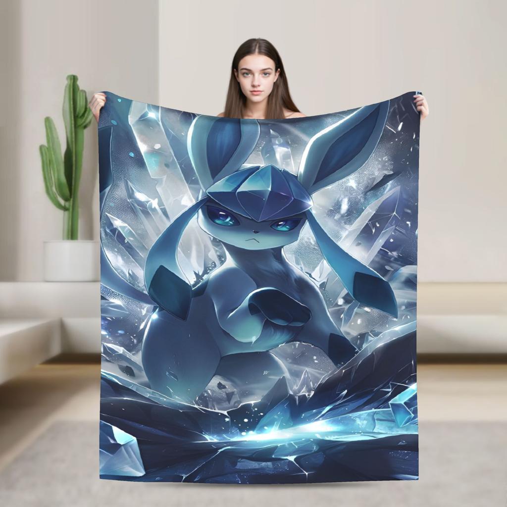 Manga Glaceons Nacht-Thema Decke Reise Büro Flanell Überwurfdecke Für Draußen Warm Weich Pokemon-Design Qualität Tagesdecke Geschenk