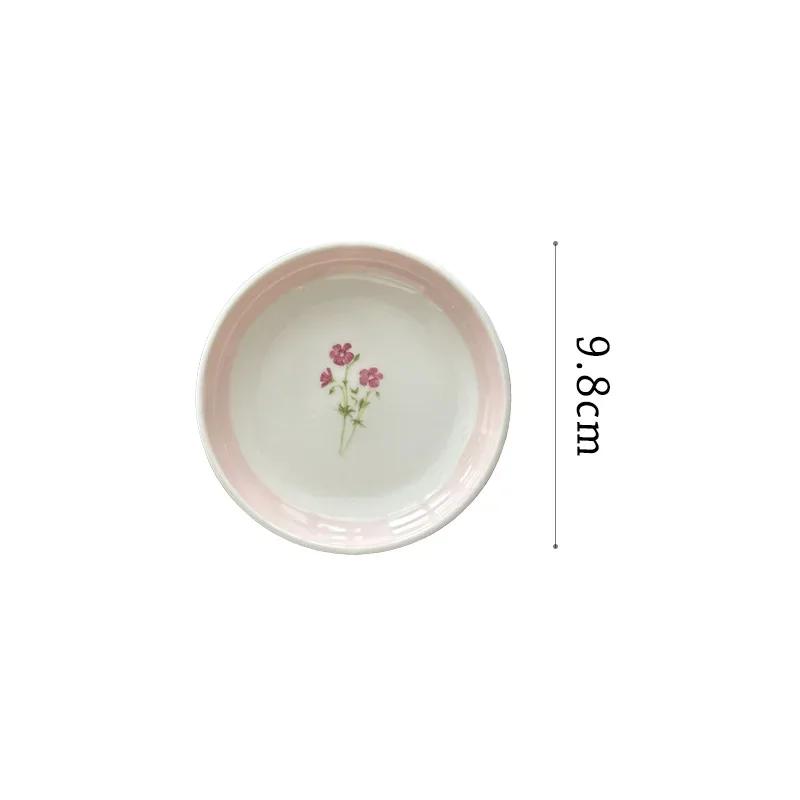 Assiettes en céramique à fleurs de style français, style rétro rose, pour dessert, petit gâteau, assiette à dîner, pour le thé de l'après-midi, vaisselle exquise