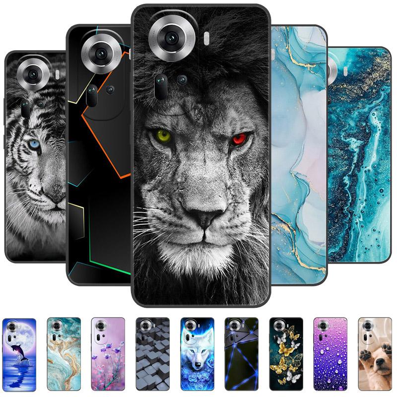 Para Capa Oppo Reno 11 5G animal Silicone TPU Macio Capas Traseiras Para Oppo Reno 11 Pro 5G / Reno 11F 5G Capa Protetora Desenho Animado Capa