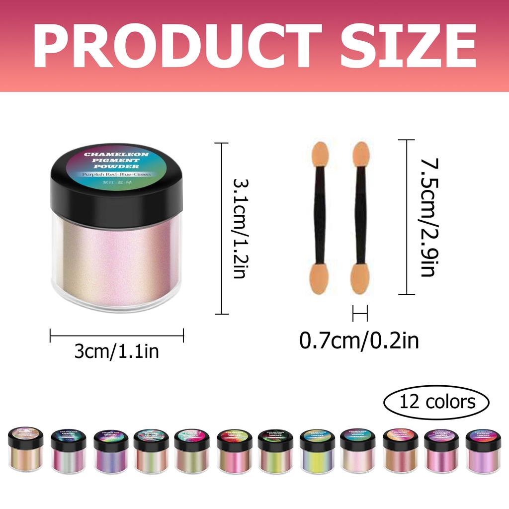12 Pack Color-Changing Powder Crafting Powder Craft Tool Jewelry Making Supplies Colorant Glitter Pigments for Projects