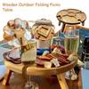 Kompakter Rotwein Tisch Outdoor Snack Regal Holz Tragbarer Esstisch Klappbar Klein Stabil und Rutschfest Handpolierter Tisch