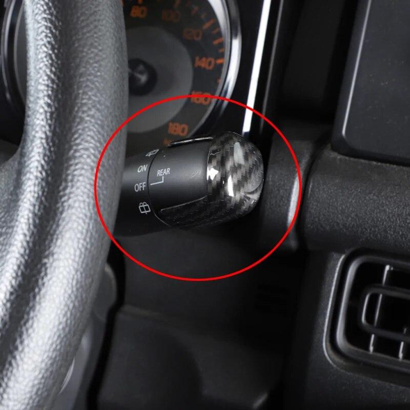 NHAUTP 2Pcs/set ABS Carbon Fiber Grain Turn Signal/Wiper Control Lever Decoration Cover For Suzuki Jimny 2015- Car Sticker