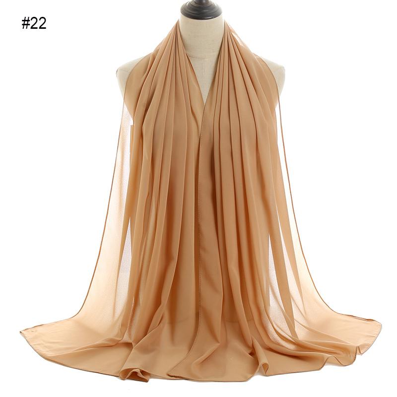 Good Stitching Muslim Chiffon Hijabs for Women Solid Chiffon Shawl Scarf Head Wraps Foulard Femme Hijab Scarves Muslim Turban