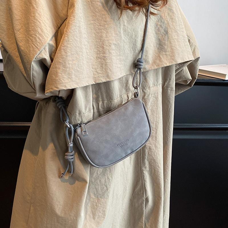 Retro Suede Shoulder Bags for Women Simple Solid Color Ladies Adjustable Crossbody Bag Lightweight Portable Female Phone Clutch
