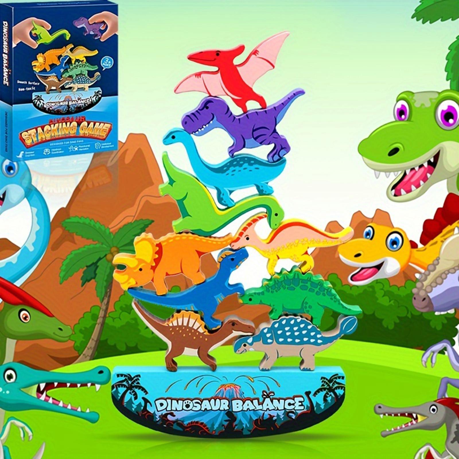

Веселые складывающиеся динозавры, 6-элементная деревянная игрушка для складывания для малышей, красочная игрушка для балансировки динозавров, развивает мелкую моторику и ловкость One Size