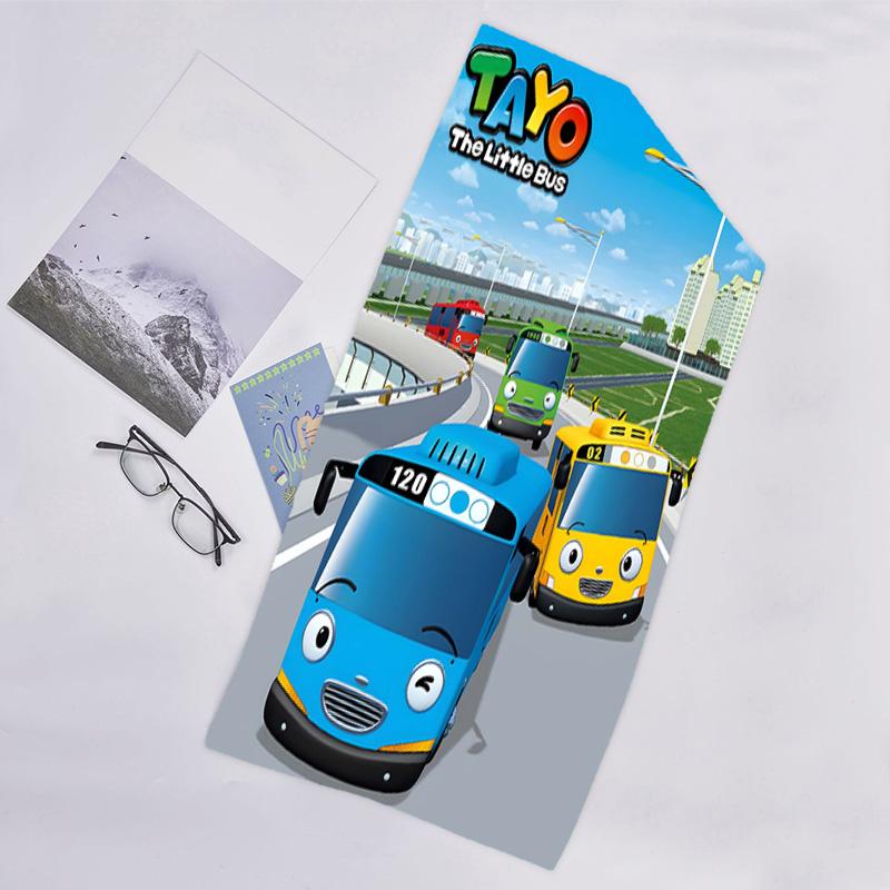 1pc Tayo The Little Bus1 Beach Towel, Beach and Seaside Swimming Pool Equipment, Fashion Pattern, Rectangular, Travel Essentials