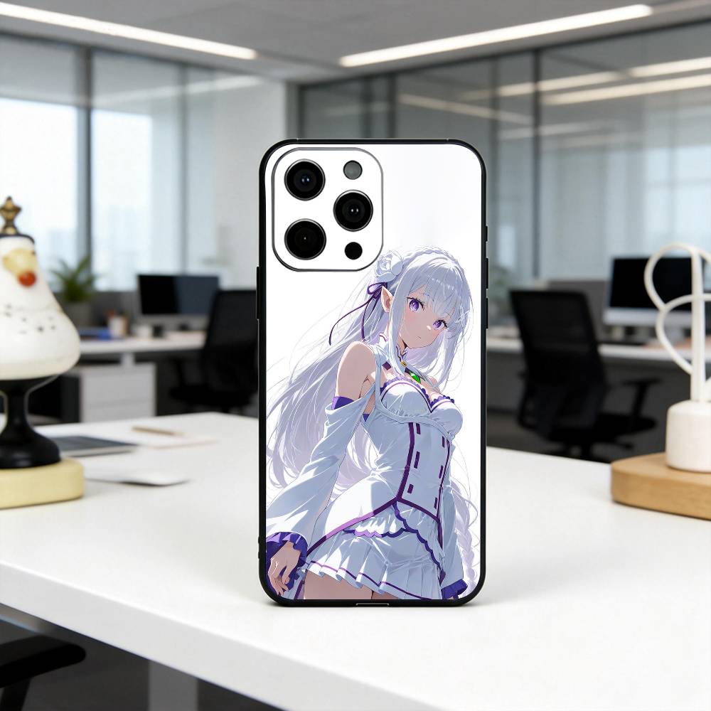 

ReZero Начинаем новую жизнь E-Emilia-es Чехол для телефона для iPhone 17,16,15,14,13,12,11 Plus,Pro Max,XS, Мягкий силиконовый Черный чехол iPhone16plus