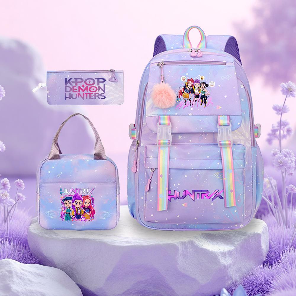 K-Pop Witch Hunters Cartoon Printed Student Pencil Bag Lunch Bag Three-Piece Backpack