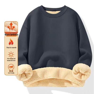 Men's 2024 Winter Thick Lambswool Velvet-Enhanced Loose Crew Neck Hoodie