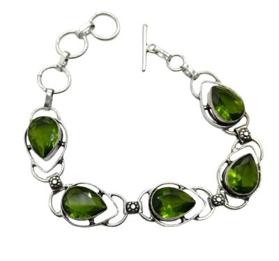 Peridot Gemstone Silver Plated Handmade Bracelet Jewelry BR 23