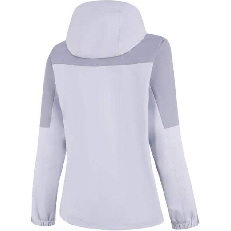 Li Ning Color Block Zipper Hooded Comfortable Breathable Casual Windbreaker Women outerwear Dawn-Gray Pigeon-Gray AFDUA14-6